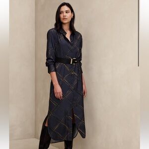 BANANA REPUBLIC SATIN MAXI SHIRTDRESS (size s) NEVER WORN